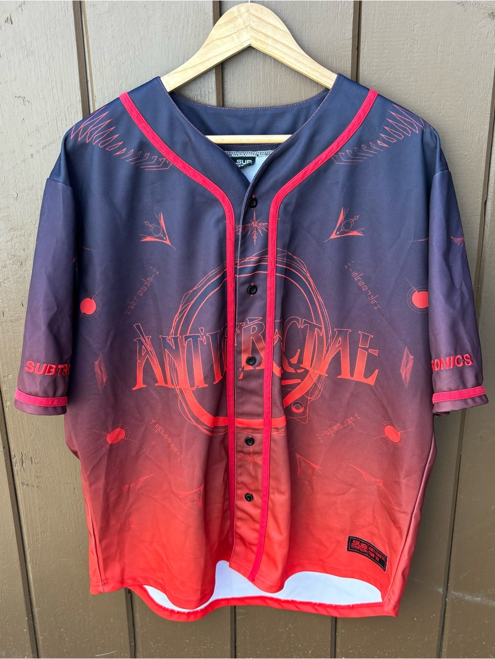 Subtronics "Antifractal" 710 Baseball Jersey Men's Size L DJ Dubstep EDM Rave